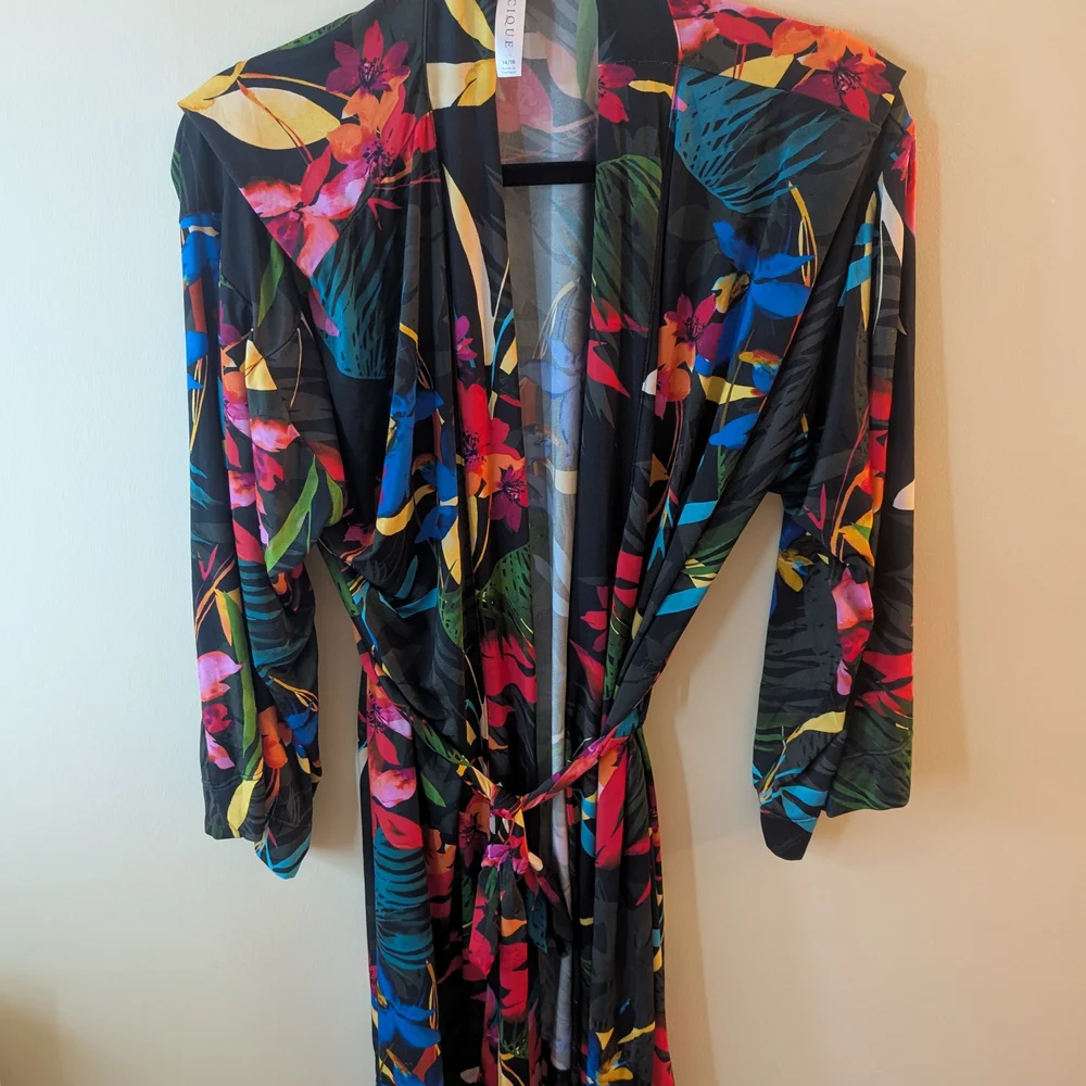 EUC! 🌺Cacique Tropical Floral Kimono and Teddy Set Size 14/16 - Picture 2 of 10